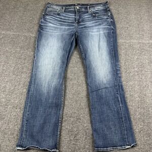 BKE Derek Jeans Mens 34x30 Blue Denim Faded Whisker Boot Cut Stretch Distressed